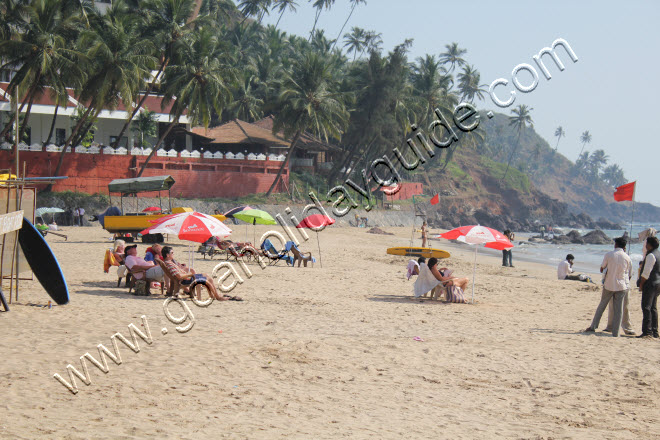 Tourists relaxing at Bogmalo Beach